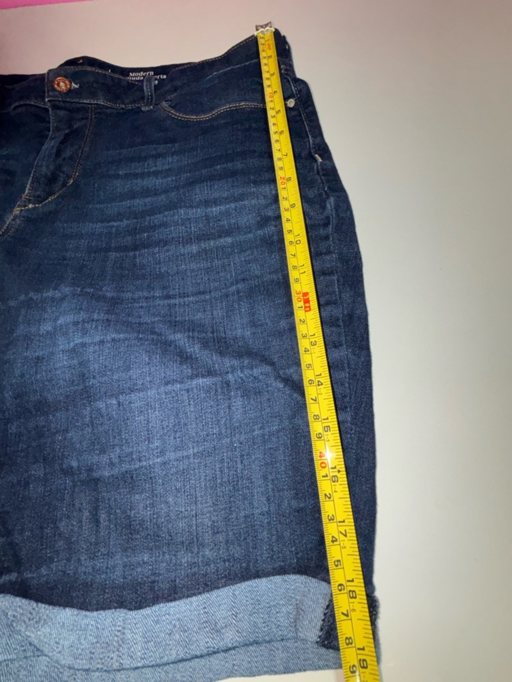 Women’s Signature Dark Blue Cropped Denim Bermuda Shorts - Picture 16 of 16